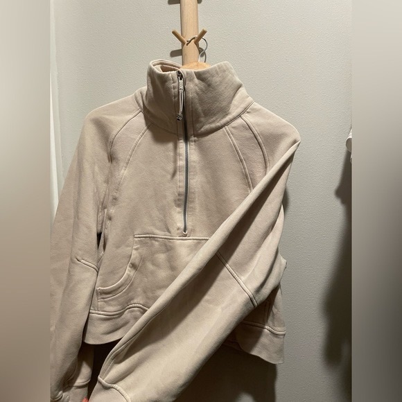 Scuba Oversized Funnel-Neck Half Zip in (Ivory) - Picture 2 of 5